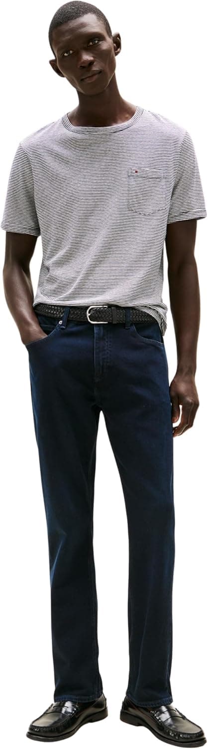 Detalle 2 de Tommy Hilfiger Regular Mercer STR Night Blue pour homme — jean droit confortable à 5 poches