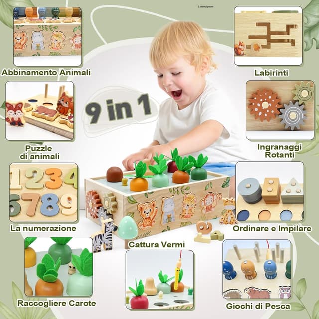 Detalle de Almaxi Giochi Montessori 9‑in‑1 per 1 anno 🎲