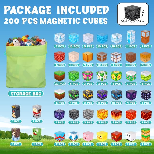 Detalle 2 de ACELIFE Bloques magnéticos 200 piezas