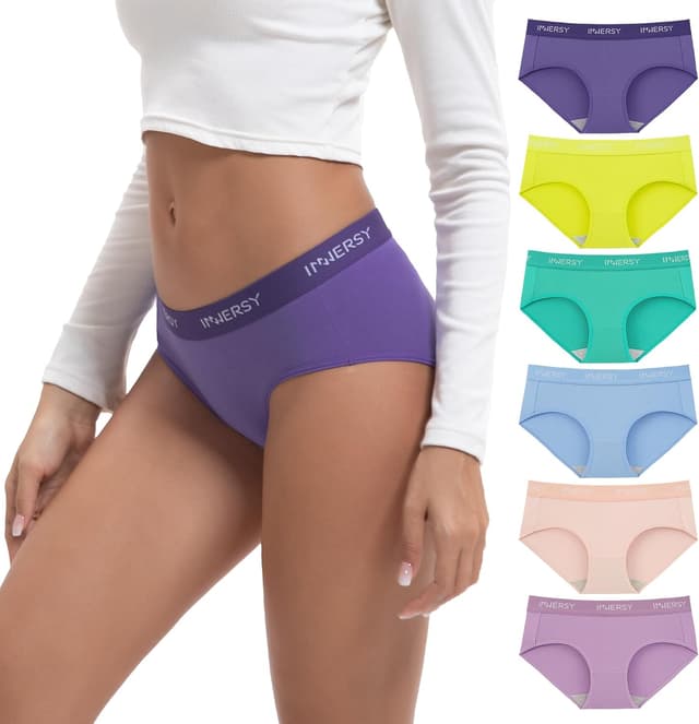Detalle de INNERSY Culotte femme en coton stretch taille basse (lot de 6)