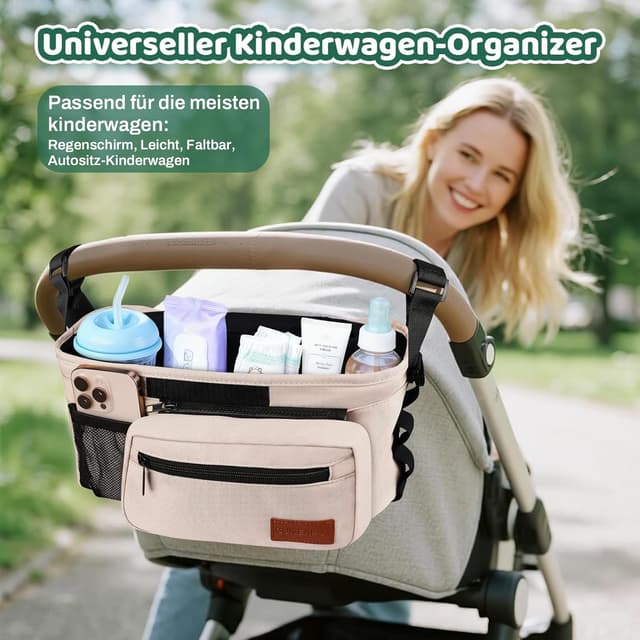 Thumbnail 3 de Guiseapue Kinderwagen-Organizer mit 2 Getränkehaltern und Stauraum