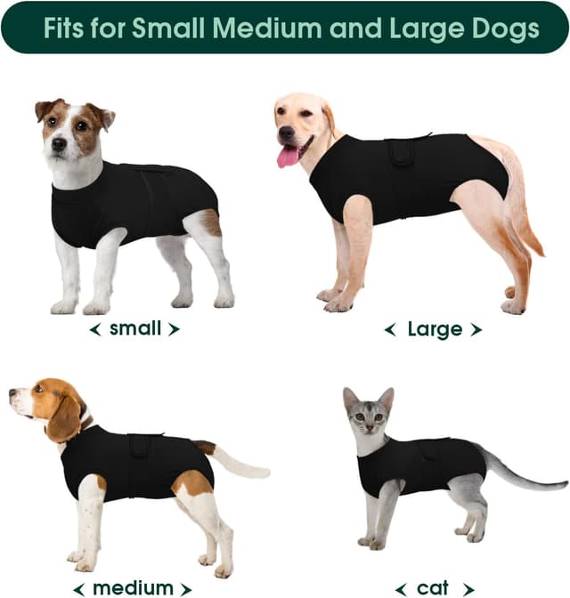 Detalle de Kuoser Dog Surgery Recovery Suit (Black XL) – post-op recovery onesie alternative to a cone
