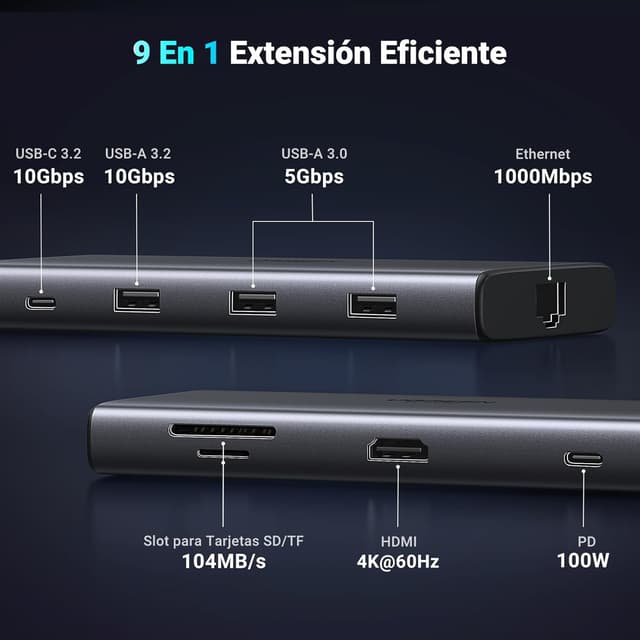 Thumbnail 1 de UGREEN Revodok Pro 109: Hub USB C 10Gbps con HDMI 4K 🌐