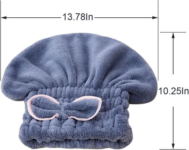 Detalle de Jseng 2-Pack Microfiber Hair Drying Caps (Hair Turban Wrap Towels)
