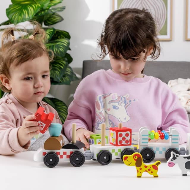 Detalle 2 de Baroni Toys Trenino Giocattolo in Legno 15 pezzi 🚂