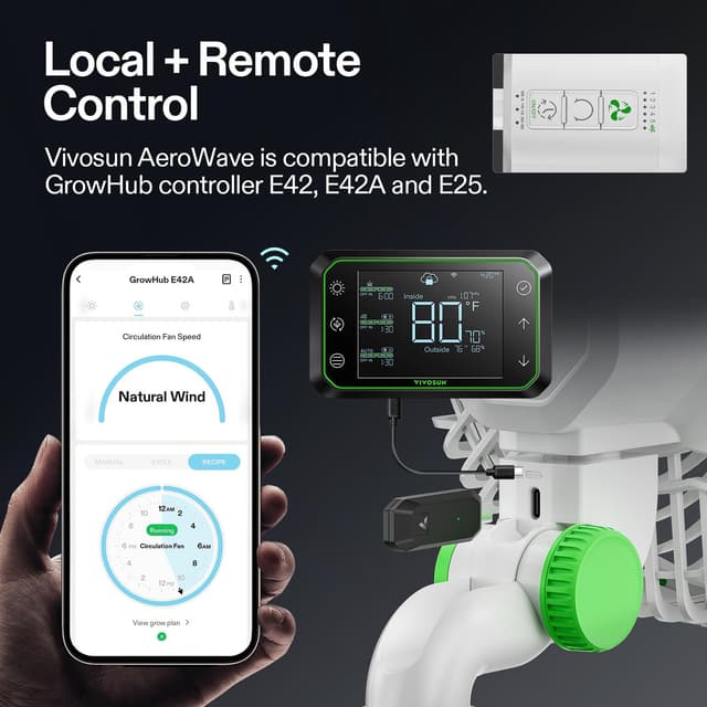 Thumbnail 6 de VIVOSUN Kit da 2 ventilatori clip smart AeroWave E6 Gen2 da 6” (EC, WiFi/app, IP54) per grow tent e idroponica