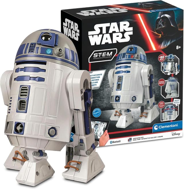 Detalle de Clementoni Star Wars R2-D2 Roboter-Bausatz (59457) – Set mit über 50 Teilen, App für Programmierung