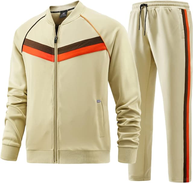 Detalle de W JIANWANG Herren Trainingsanzug Set mit Reißverschluss