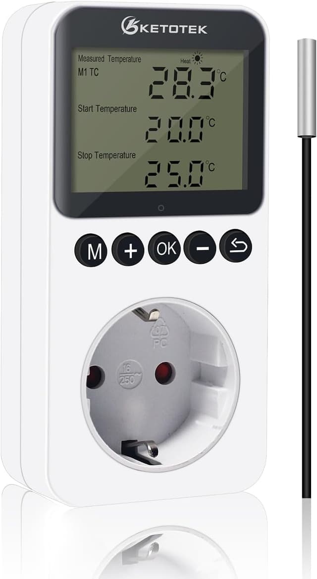 Detalle de KETOTEK Giorno Notte Presa termostato digitale 220V per terrario 🌡