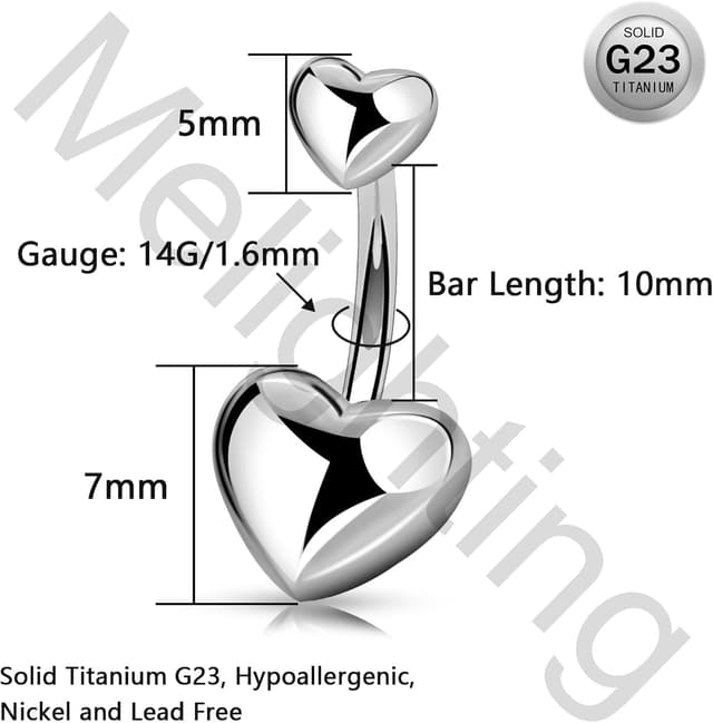 Thumbnail 5 de Melighting piercing ombelico cuore titanio