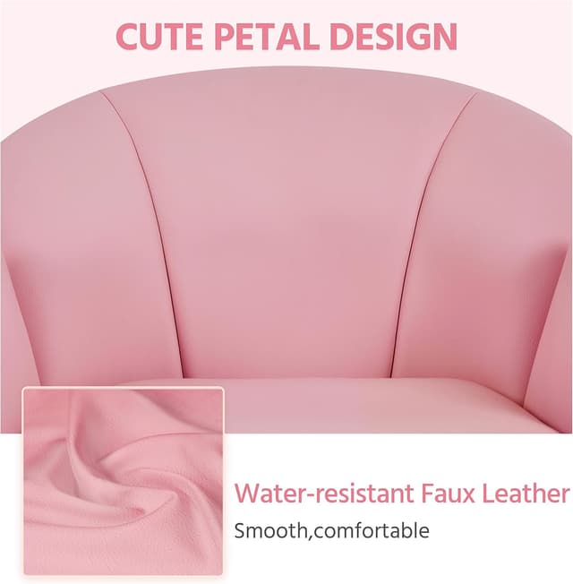 Detalle de Yaheetech Sedia Ufficio Poltroncina Scrivania reclinabile in finta pelle vellutata rosa imbottita con ruote e base in metallo galvanizzato