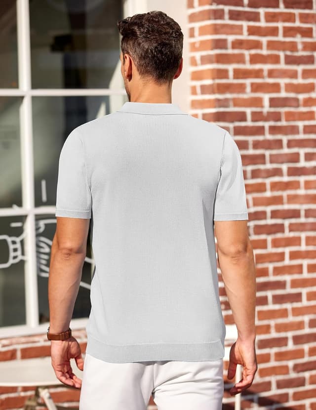 Detalle 2 de COOFANDY Polo homme manches courtes en viscose pour l’été (tricot décontracté golf)