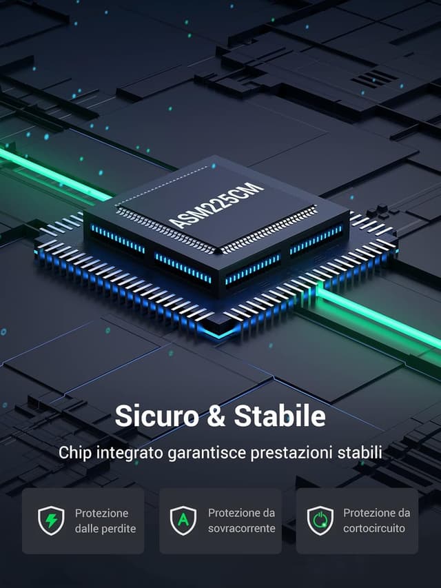 Detalle de UGREEN Adattatore SATA USB 3.0 per SSD/HDD 2,5” e 3,5” fino a 12TB con UASP, riposo automatico