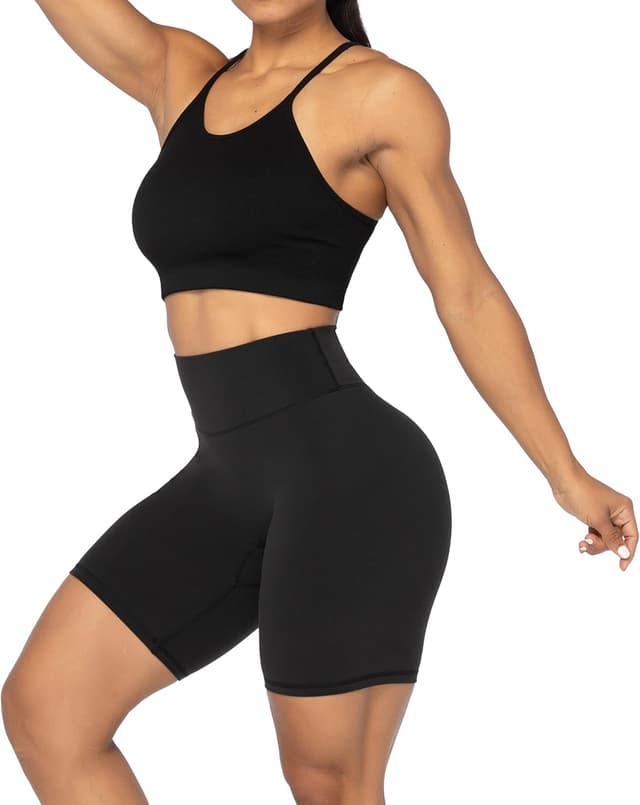 Detalle de Sunzel No Front Seam High Waist Biker Shorts for Women (Squat Proof) — Yoga, Gym & Bike Workout