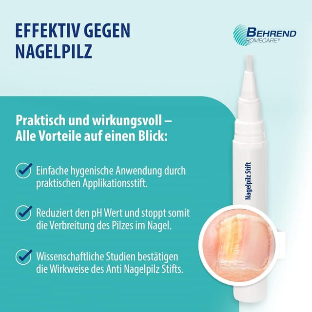 Detalle de Behrend Homecare Nagelpilz Stift – medizinisches Lack-Set für Finger- & Fußnägel bei Nagelpilz