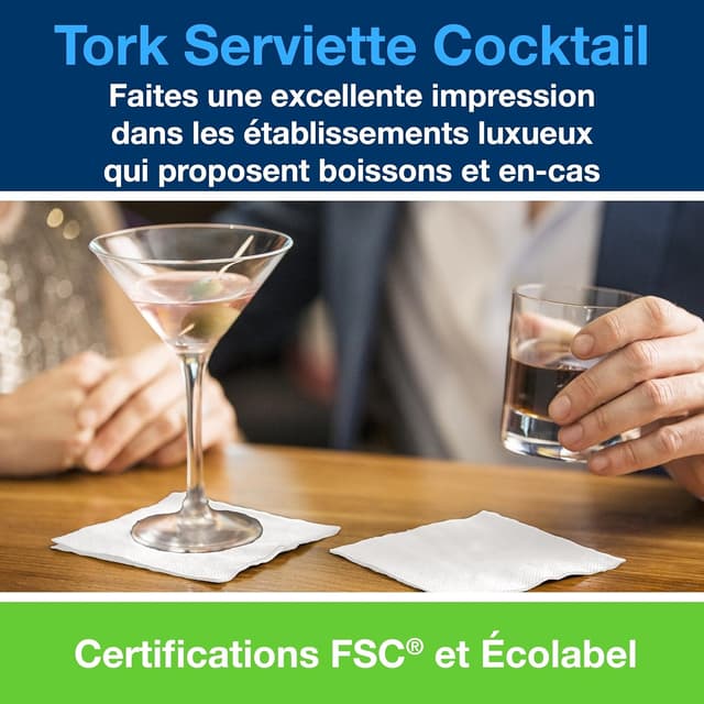 Detalle 2 de Tork Serviette Cocktail blanche 24 cm