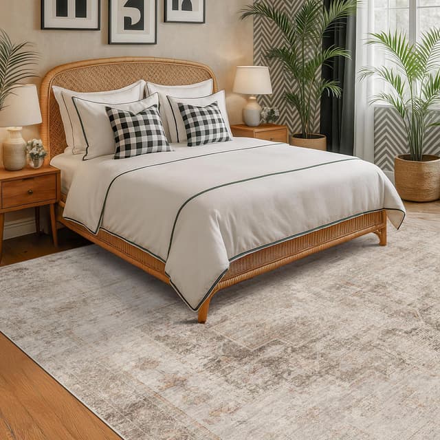 Detalle de Hazo Haus 10x14 Neutral Farmhouse Area Rug