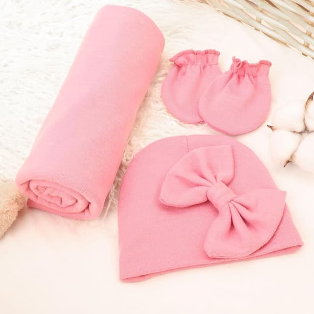 Thumbnail 5 de DRESHOW Newborn Receiving Blanket with Mittens & Hat