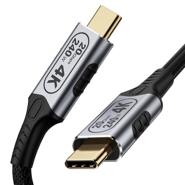 Detalle de BAWIOFIAU USB‑C-Braiding-Kabel (USB 3.2 Gen 2) – kurz 0,25 m, bis 20 Gbps, 4K@60Hz, bis 240 W