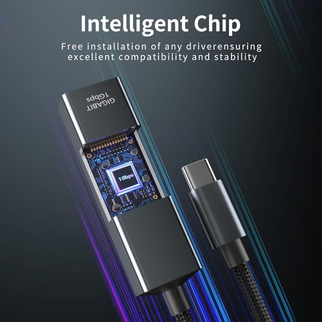 Detalle 2 de USB C Ethernet Adapter Thunderbolt RJ45 1 Gbit