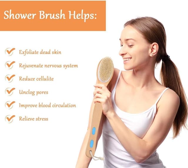 Thumbnail 5 de URAQT Spazzola per Corpo e Schiena in Setole Naturali, set da 2 pezzi con doppio lato per doccia e massaggio