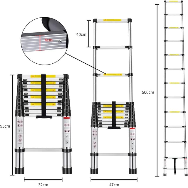 Detalle 2 de Escalera telescópica 5 metros aluminio