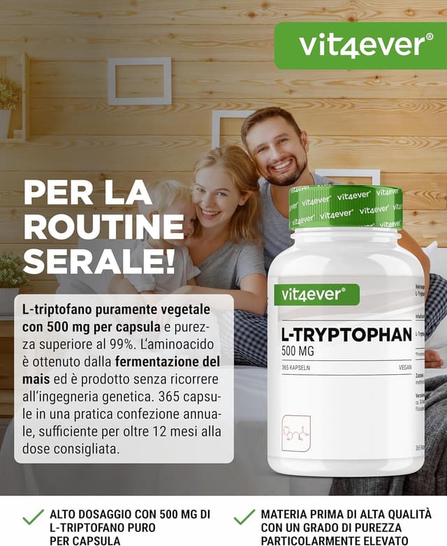 Detalle 2 de L-triptofano 500 mg 365 capsule vegane