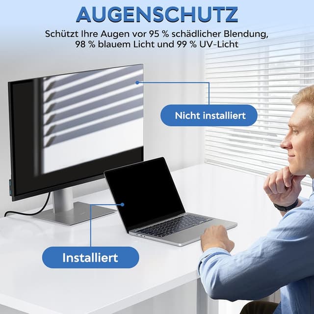 Detalle de LUSA DESIGN Blickschutzfolie für 14-Zoll-Laptops (16:9) – abnehmbarer Sichtschutz und Blendschutz fürs Display