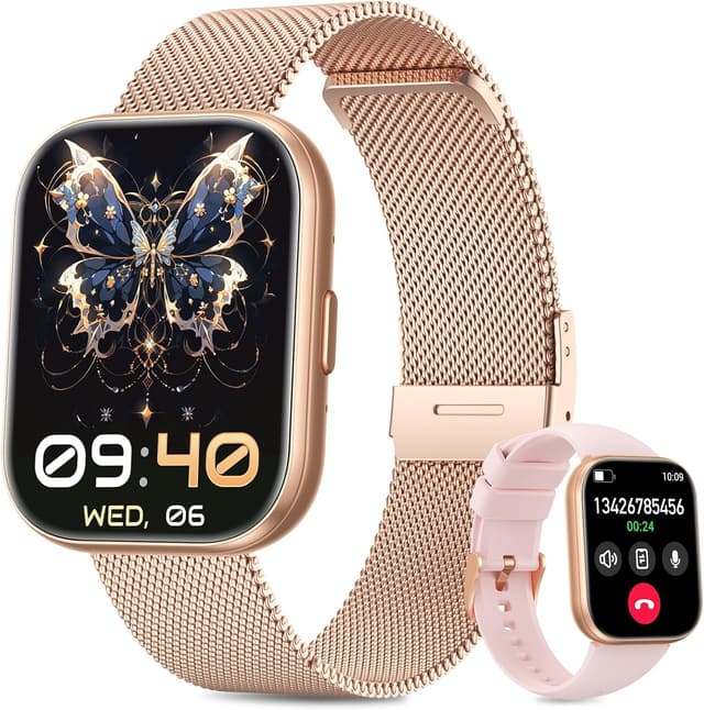 Detalle de SLOKSFil Smartwatch Damen 1,75-Zoll Rose Gold