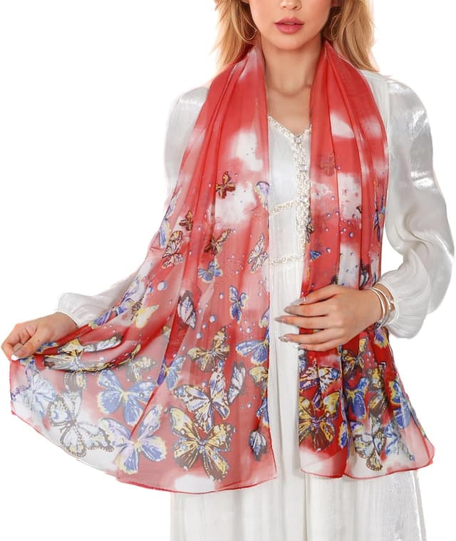 Detalle 2 de Lamca Chiffon Scarf (Ladies Scarves) – lightweight floral georgette scarf for women