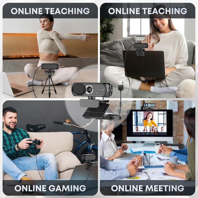 Thumbnail 6 de Shcngqio TWC29 1080P HD Webcam with Microphone (Noise Cancellation, Privacy Cover, Wide-Angle Lens) – Black