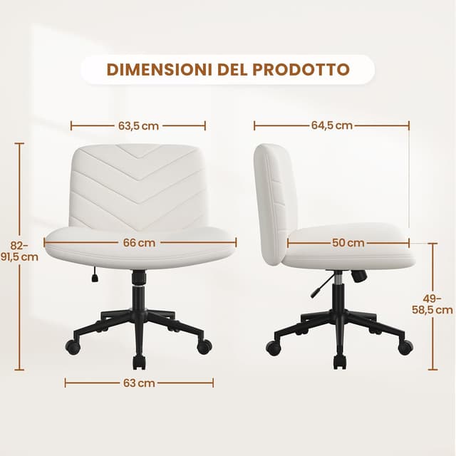 Detalle de Yaheetech sedia ufficio girevole senza braccioli in tessuto con schienale reclinabile e altezza regolabile (beige)