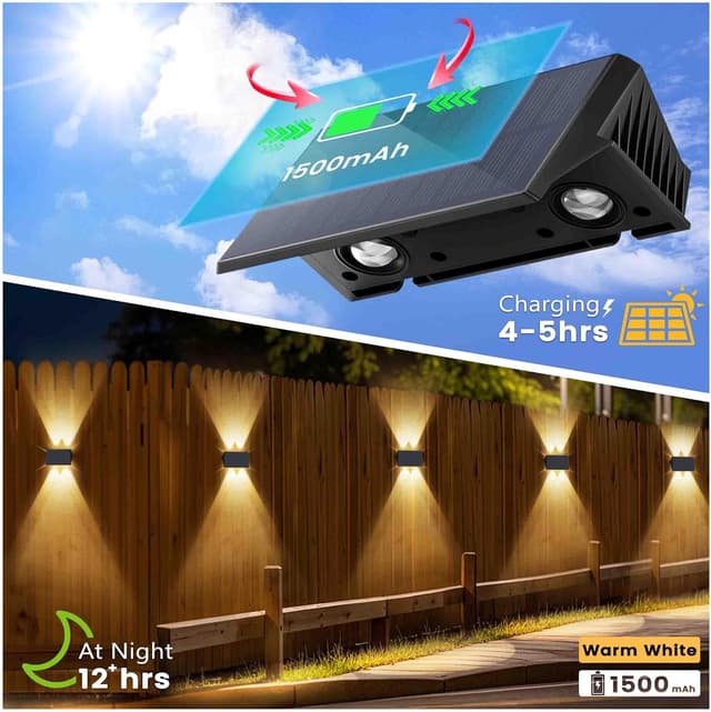 Thumbnail 6 de IIRARA Solar Fence Lights 6-Pack