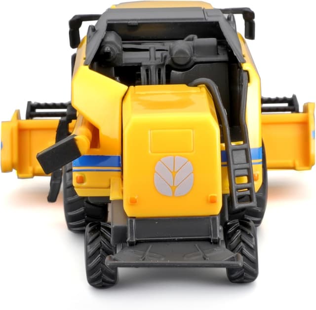 Detalle de Bburago New Holland TC 5.90 Mähdrescher – gelber Bauernhof-Spielzeugtraktor mit Schwungrad-Antrieb