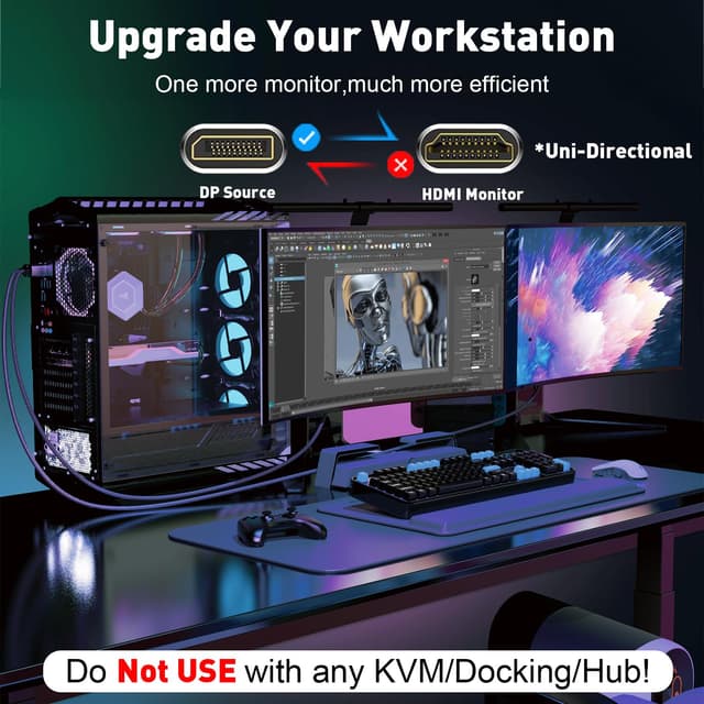 Thumbnail 2 de UANTIN 4K DisplayPort to HDMI Cable 6Ft