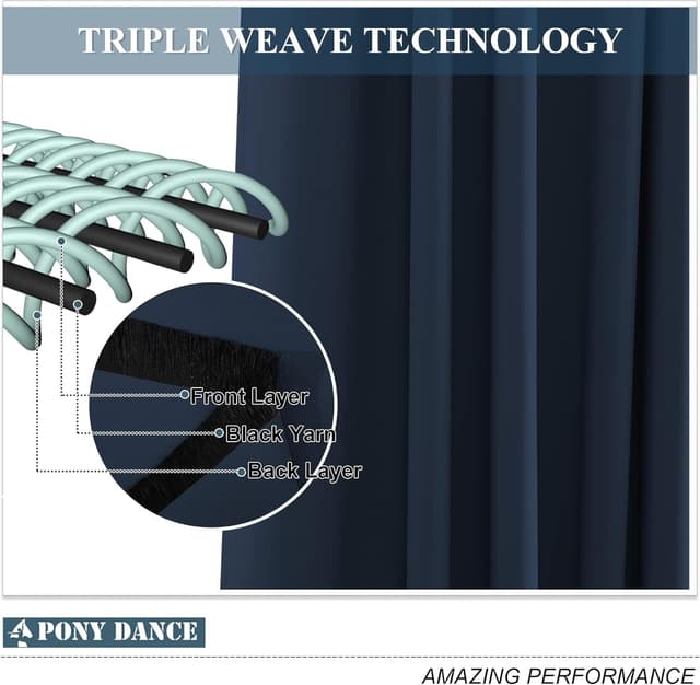Thumbnail 5 de PONY DANCE Gardine Blickdicht 210×132 cm Dunkelblau 🏠
