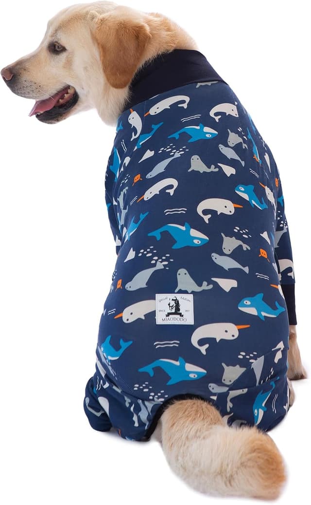 Detalle 2 de BT Bear Large Dog Onesie PJS recovery-style dog jumpsuit with joint protection, Dark Blue (XL)