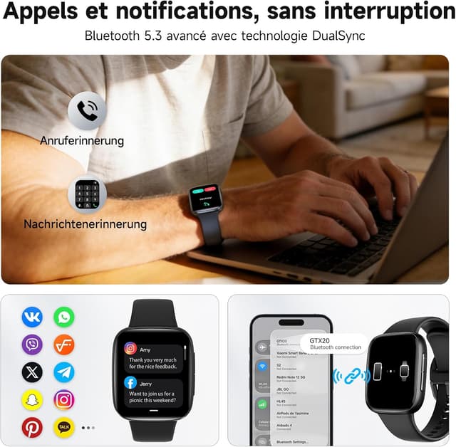 Detalle 2 de ENOMIR Smartwatch 1,85 pouces avec Alexa