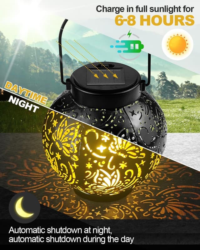 Detalle de KALAHOL solar lanterns 2 pack garden lights