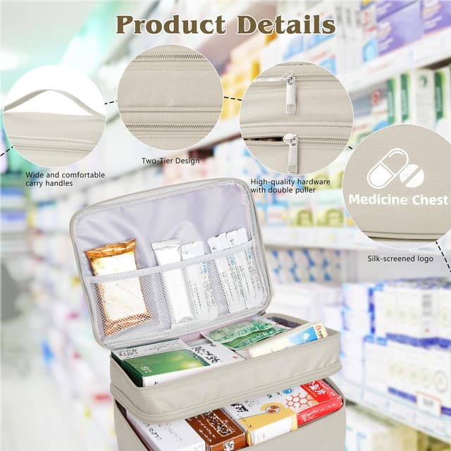 Detalle de Romon Bolsa Primeros Auxilios Portátil 28×20×12,5 cm 🩹