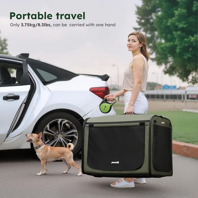 Detalle 2 de Pecute Large Dog Car Carrier Light Weight (68.5×52×52cm) with Breathable Windows