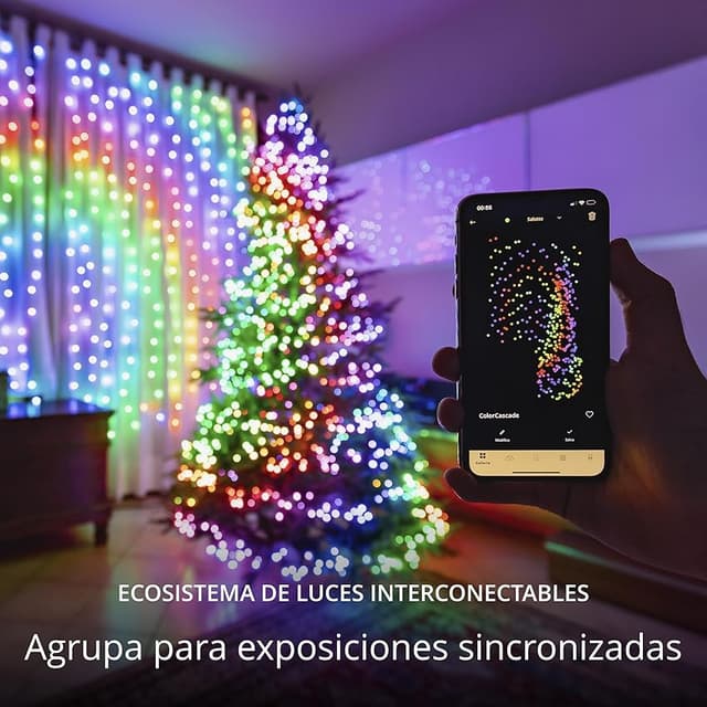 Detalle 1 de Twinkly Curtain 210 LED RGB y Blanco 🌈✨ Luces inteligentes IP44