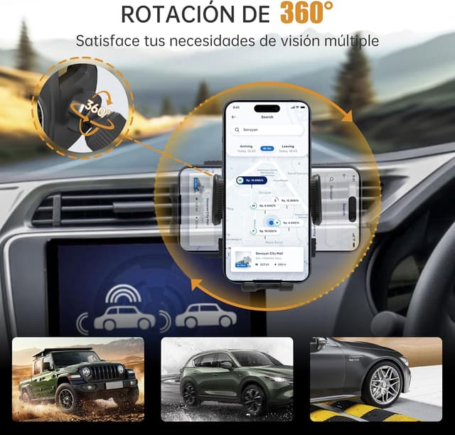 Detalle 2 de YISH Soporte Móvil Coche 360° con Gancho y Silicona