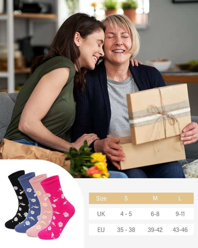 Detalle de ZFSOCK calzini donna senza elastico in cotone traspirante (set da 5 paia, metà polpaccio)