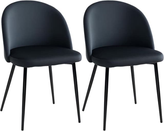 Detalle de HOMCOM Lot de 2 chaises de salle à manger en velours noir style scandinave