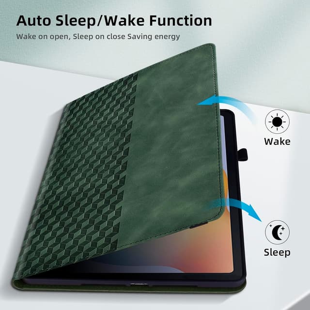 Detalle de Vkooer Leather Folio Case for Lenovo Tab M10 3rd Gen (TB328FU / TB328XU) with Auto Sleep/Wake, dark green