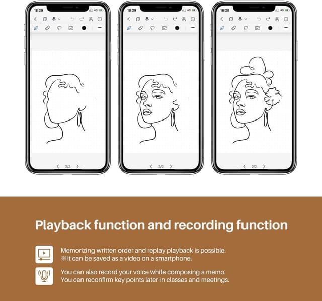 Detalle de HUION Note Smart Notebook Digital Writing Pad with Bluetooth 5.0 and 8192 pressure levels (A5, Brown)