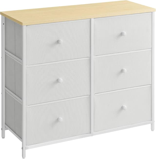 Imagen de SONGMICS Commode, 6 tiroirs tissu cadre métal beige clair chêne LTS323W57 en OfertitasTOP