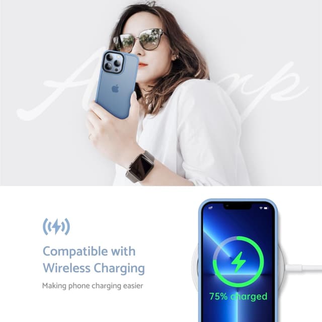 Detalle 2 de Anqrp Matt Zero Serie für iPhone 13 Pro Hülle dünn (Militärischer Schutz & Kameraschutz) transparent-blau