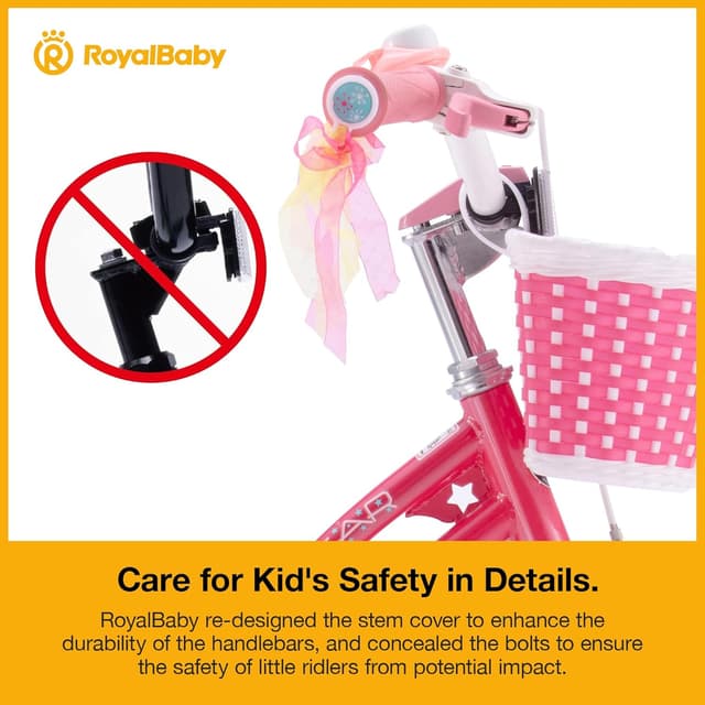 Detalle 2 de RoyalBaby Girls Stargirl 14-Inch Bike with Training Wheels (Star Pink)